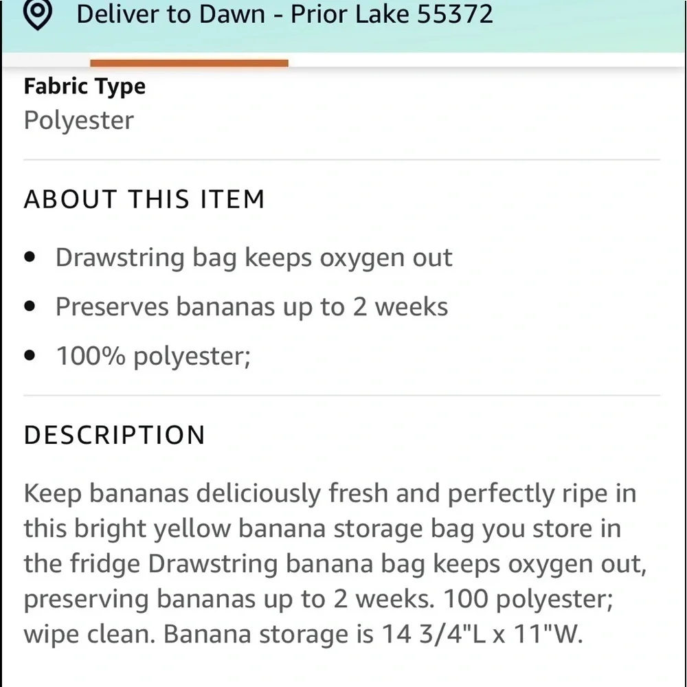 Lot of 2 Banana Bags yellow keep banana's fresh drawstring